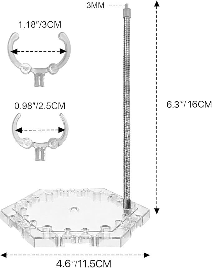Action Base Display stand ,Doll Model Support Stand Compatible with 6-inch Action Figures HG RG SHF 1/144 Gundam Model Toys（2PCS Clear）