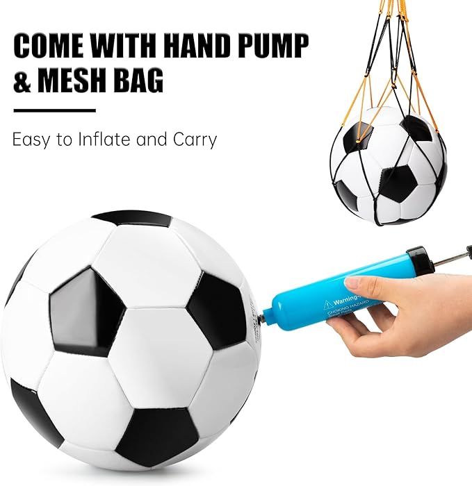 Soccer Ball Size 2 Size 3 Size 4 Size 5 with Pump Deflated - Single, 2 or 3 Pack Official Size & Weight Training Ball - Operation Christmas Child Shoebox - Gift for Toddler Kids Boys Girls Youth Adult