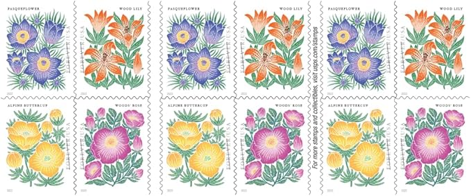 2022 Mountain Flora Wild Flowers Garden Forever First Class Postage Stamps - Garden, Flowers, Nature, Valentine, Wedding, Celebration, Anniversary, Love, Party (100 Stamps (5 Books of 20))