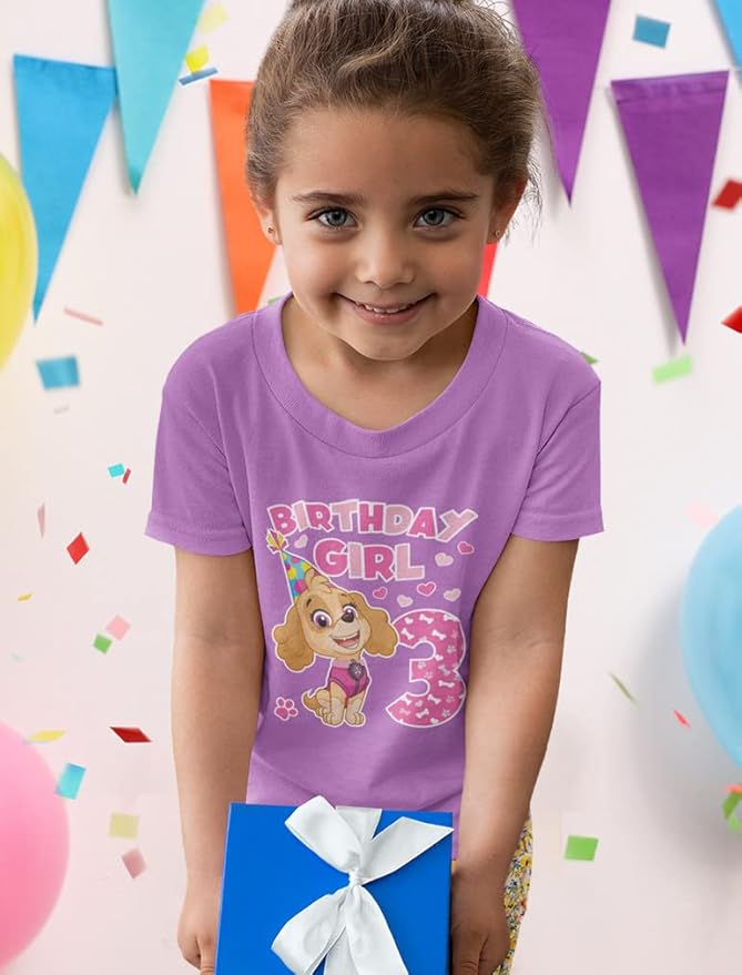 Tstars Skye Birthday Girl 3 Gifts for Three Years Old Bday Paw Patrol Theme Party Toddler Kids Girls Fitted T-Shirt A51144d