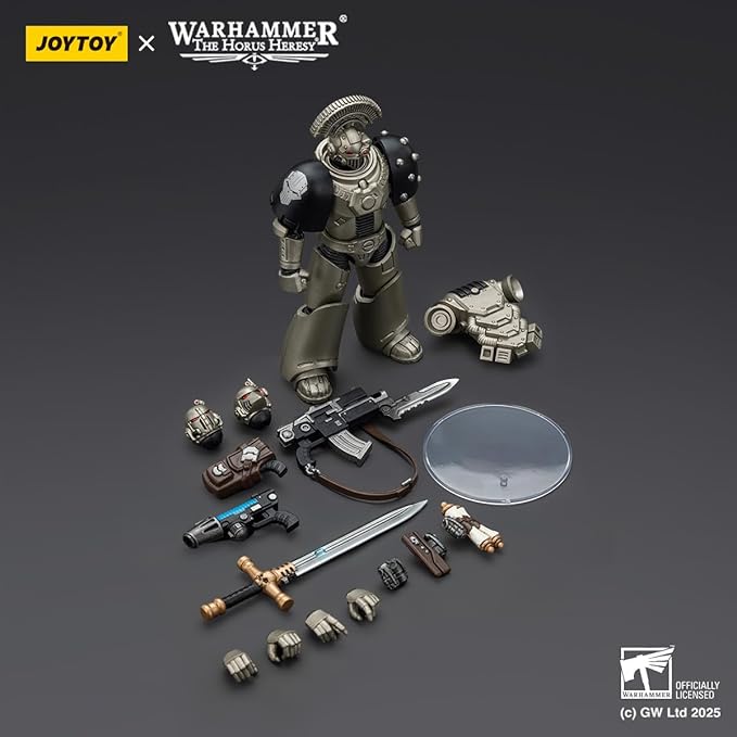 JOYTOY 1/18 Action Figures - Warhammer The Horus Heresy Iron Warriors MKVI Tactical Sergeant with Power Sword and Plasma Pistol - 5‘’,Highly Posable Collectible Model Ages 15+