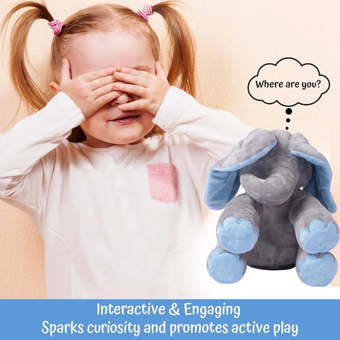 Dimple Kyle Peek A Boo Elephant Toy, Interactive Singing Stuffed Elephant Plush with Moving Ears, Musical Stuffed Animal for Babies and Toddlers, Adorable Baby Toy