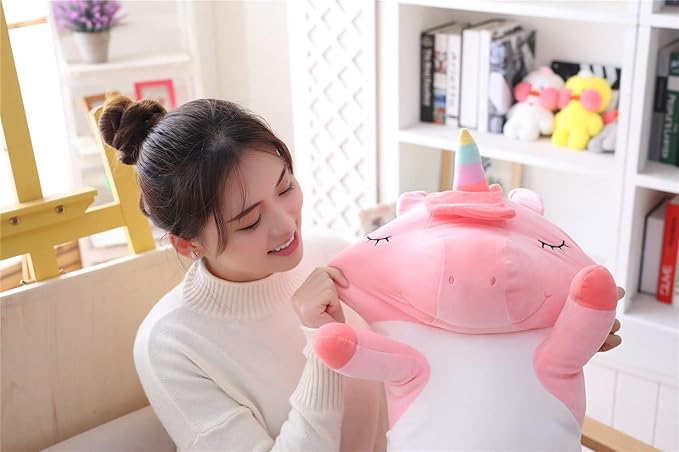 Long Unicorn Plush Toy, Soft Hugging Pillow Plush Unicorn Plushies for Kids Girls, 90cm