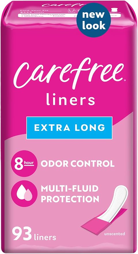 Carefree Panty Liners Extra Long 93ct and Thong Liner 49ct (Packaging May Vary)
