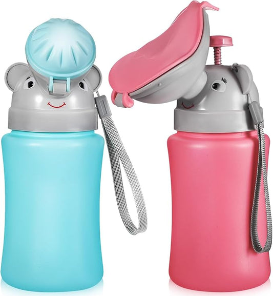 Mipcase 2pcs Portable Travel Urinal for Kids : Emergency Car Potty Cute Elephant Design Toddler Pee Training Cup for Boys & Girls