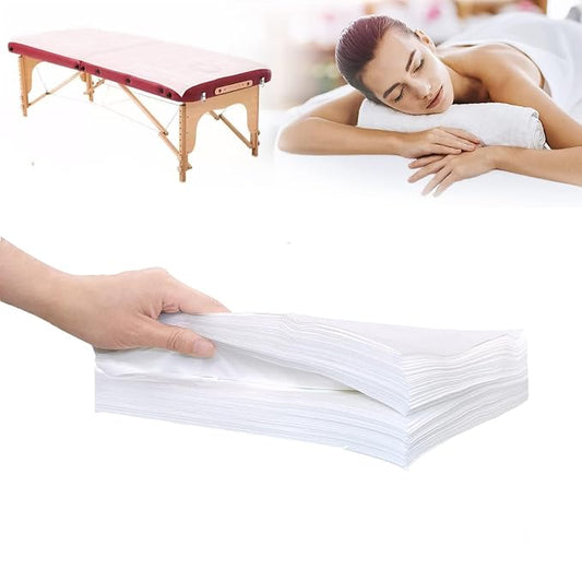 20Pcs Disposable Massage Table Sheets 31.5" x 71" Non-Woven Fabric Bed Covers for Ultimate Hygiene and Comfort in Massage, Tattoo, and Spa Treatments, Breathable and Durable Sheets(White)