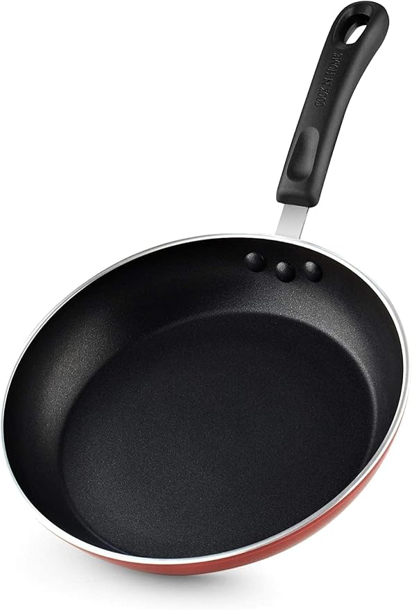 Cook N Home Professional 8/9.5/11 Inch Nonstick Frying Pan Set, Kitchen Cooking Skillets Saute Fry Pan, Induction Compatible, 3-Piece, Red