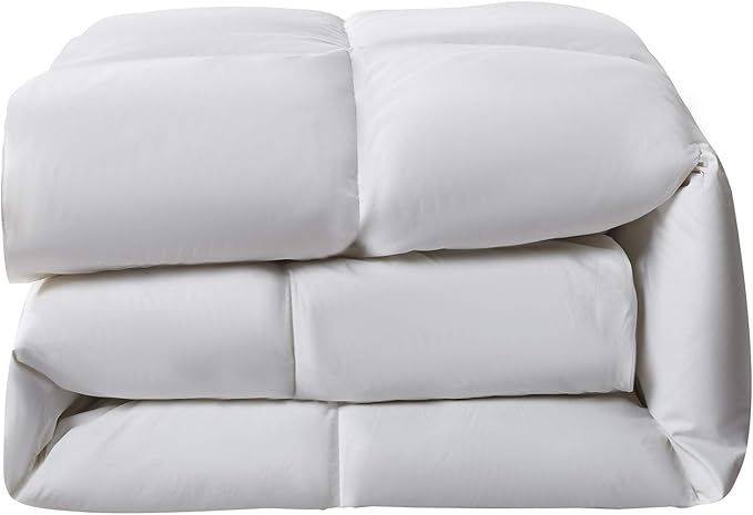 Serta Goose Feather Down Fiber Cotton Comforter King Size - 100% Cotton Duvet Insert - Hotel Luxury Hypoallergenic Bedding Comforter Light Warmth 106 x 90 Inch White
