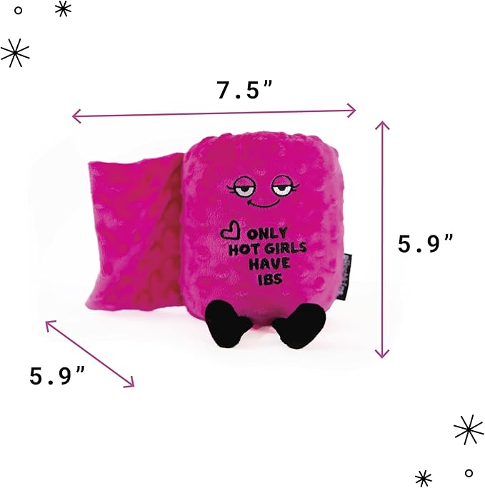 Toilet Roll Plushie - Only Hot Girls Have IBS Silly Toilet Paper Plush, Gift for Best Friend, Cute & Sassy Plush Toy for Gifting
