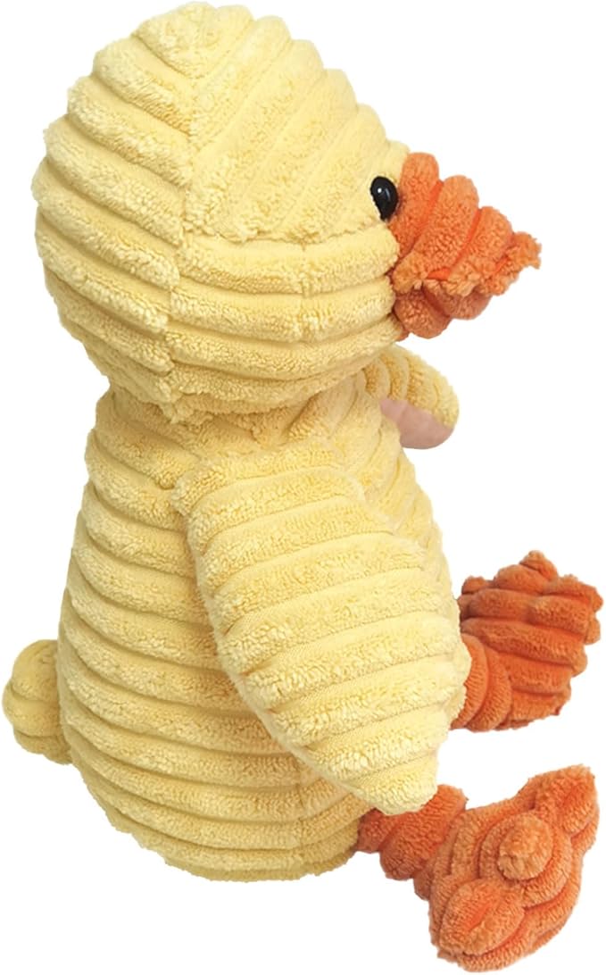 Corduroy Duck Plush Stuffed Animal, Cute Furry Yellow Duck Toy, Soft Cuddly Plushie Hugger Toy for Boys Girls, Gifts for Kids or Girlfriend, 12 Inches