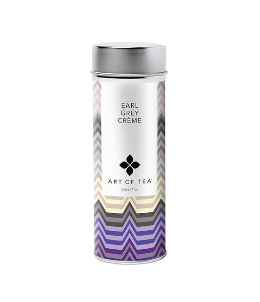 Art of Tea Earl Grey Creme 2.5oz Loose Leaf Tea in Reusable Tin, Premium Black Tea with Bergamot & Vanilla Cream Flavor, Smooth Caffeinated London Fog Tea, Gourmet Loose Tea