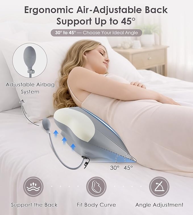 DONAMA Memory Foam Pregnancy Pillow- with Adjustable Air Bag for Back/Legs/Belly/HIPS Support, W-Shaped Pregnancy Wedge Pillows for Sleeping, Cooling Maternity Body Pillow for Pregnant Women