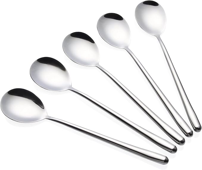 Miupoo Korean Soup Spoons Stainless Steel Long Handle Tablespoon Pack of 5