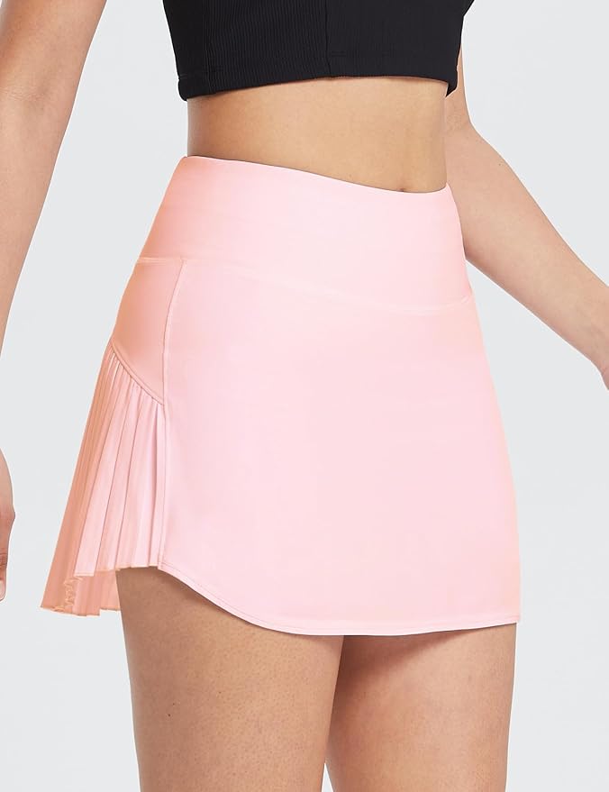 baleaf Tennis Skirt Pleated Golf Skorts with 3 Pockets | 14", Built in Shorts, High Waisted, Anti-slip Strip, Lightweight, for Athletic, Workout, Pickleball, Skorts for Women