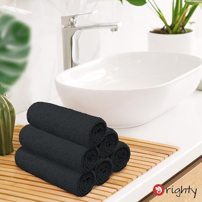 Orighty Black Microfiber Hand Towels, 24Pcs 16x28'', Quick Drying&Absorbent