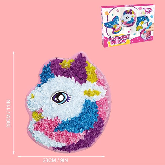 whatstem Plush Craft Unicorn Pillow, DIY Fabric Art Kits for Kids, No Sewing, Make Your Own Unicorn Pillow, Kids Creative Learning Activities, Fun with Bright Colors, Plush Animal Decompression Toys