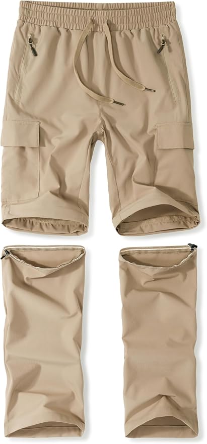 Boys Convertible Hiking Pants Kids Zip Off Scout Pants Youth Teen Boy Quick Dry Outdoor Fishing Waterproof Lightweight 4-18Y