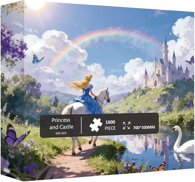 1000 Pieces Jigsaw Puzzles for Adults, Magic Series - Premium Fantasy Art & Seamless Interlock, Challenging Brain Teaser, Large 28" x 20", Great Gift Idea & Home Decor（Princess and Castle）