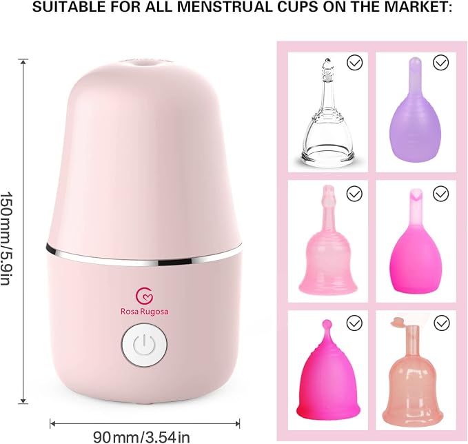 ROSA RUGOSA Menstrual Cup Steamer, Portable Menstrual Cup Wash Kit, Comes with Two Reusable Period Cup, High Temperature, Great Partner for Women Travel (Light Pink)