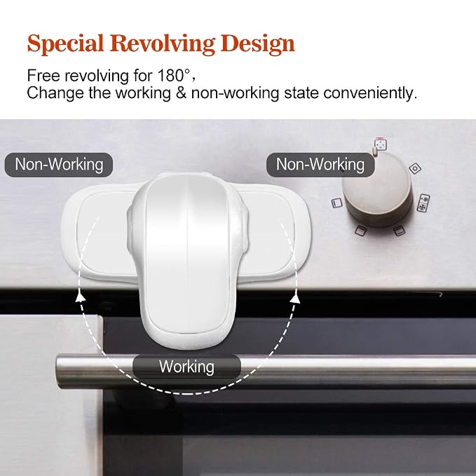 EUDEMON Child Safety Heat-Resistant Oven Door Lock, Oven Front Lock for Kids Easy to Install, Use Adhesive,No Screws or Drill (1 Pack,White)(ONLY for Flat Surface)