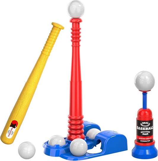 Bennol T Ball Set Toys for Kids 3-5 5-8, Kids Baseball Tee for Boys Toddlers, Auto Ball Launcher, Indoor Outdoor Outside Sports Tee Ball Set Toys Gifts for 3 4 5 6 Year Old Boys Toddler Kids