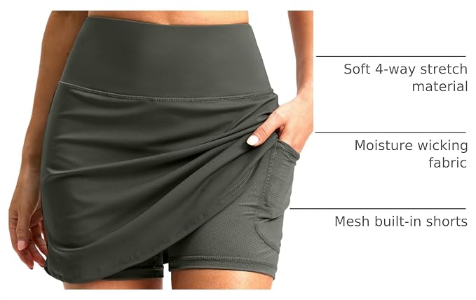 G Gradual 16"/18" Skorts for Women Golf Skirt with 2 Pockets Summer Casual | Built-In Shorts, High Waist, Soft 4-Way Stretch, Breathable Mesh Liner, Tennis Pickleball Athletic Wear, Easy To Match