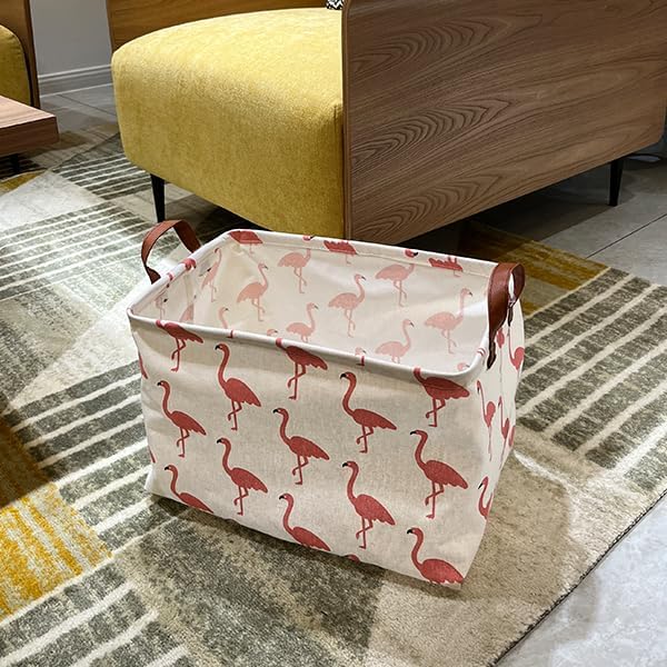 CLOCOR Rectangular Storage Bin,Waterproof Gift Baskets,Room Decor (Flamingo)