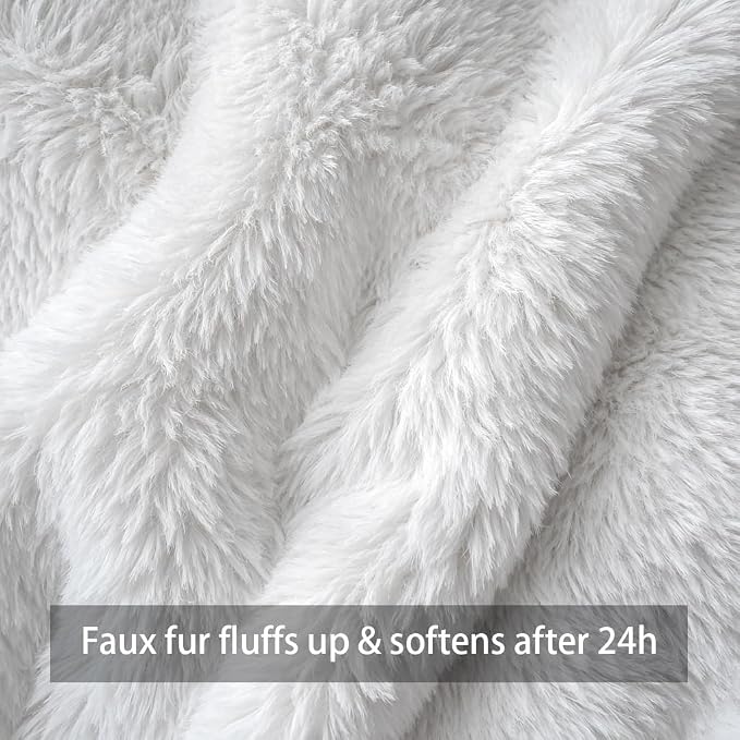 Fall Pumpkins Decorative Pillow Covers 18x18 Set of 2, White Soft Plush Faux Fur Wool Farmhouse Throw Cushion Cases for Autumn Thanksgiving Holiday Home Decorations