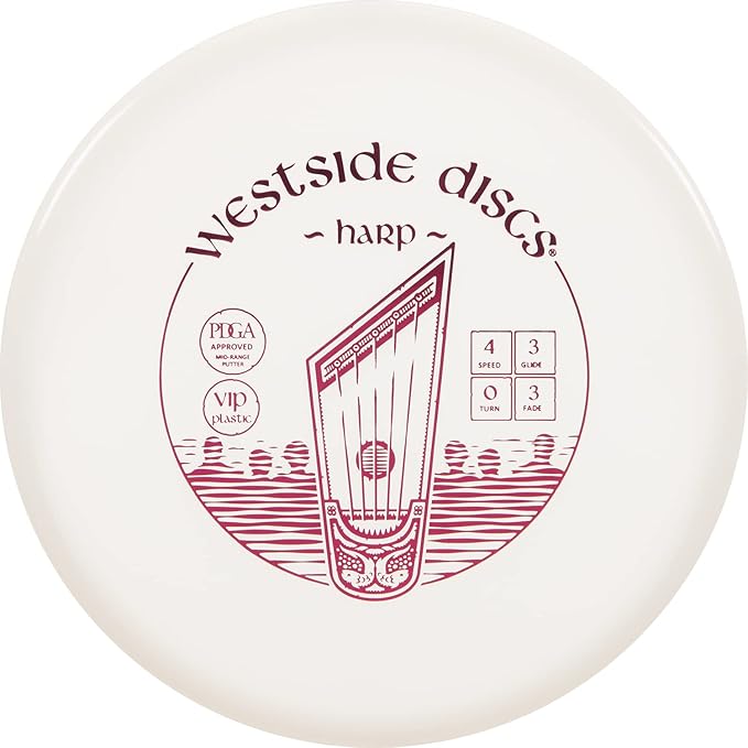 Westside Discs VIP Harp Disc Golf Putter | Overstable Disc Golf Putt & Approach for Forehand & Backhand Throws | Translucent Premium Plastic | Reliable Control in Windy Conditions | 176g+