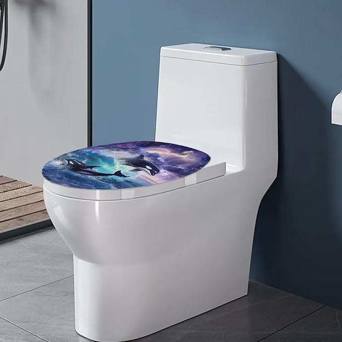 Killer Whale Toilet Cover Seat Moon Fuzzy Toilet Seat Cover Soft Toilet Seat Cover Toilet Lid Covers for Bathroom Accessories Toilet Cover Lid
