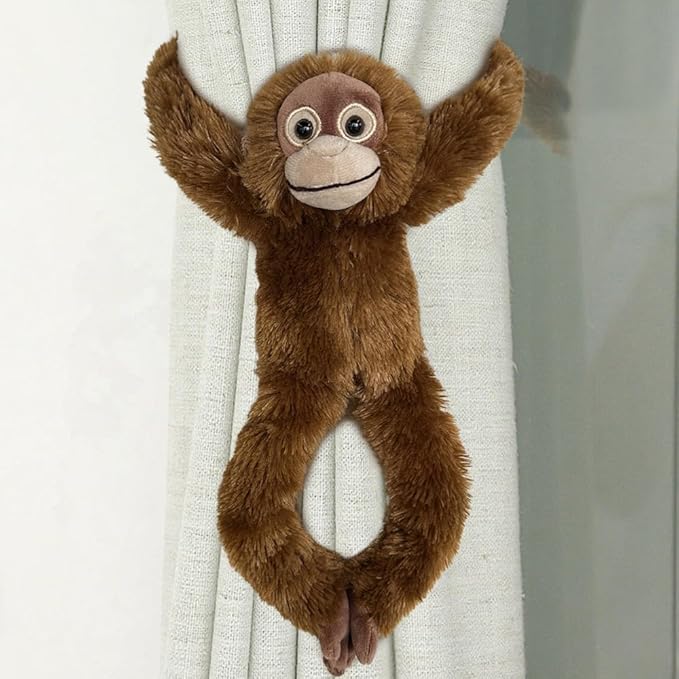 Hanging Orangutan Stuffed Animals,2pcs Chimpanzee Orangutans Plush Toys Curtain Buckle for Decoration,20 inches Chimpanzee Stuffed Jungle Animals for Kids(Two Gorillas)