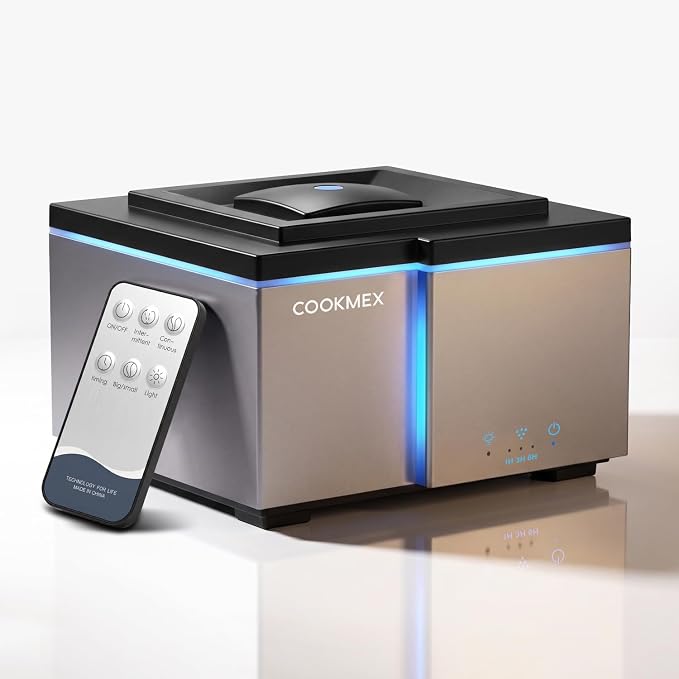 All Day Long-Lasting Aromatherapy, 500ML Large Aromatherapy Diffuser: Ultrasonic Cool Mist Humidifier, Remote Control, 7 Color Lights, Timer, Auto-Off for Home/Bedroom/Yoga (Silver)