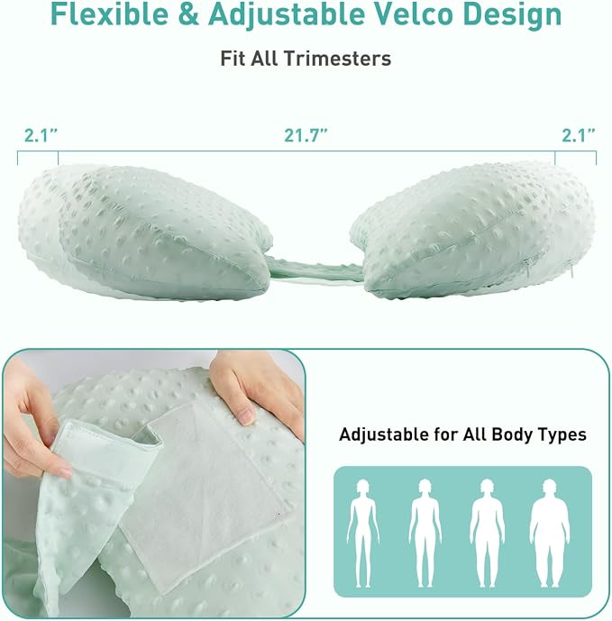 Pregnancy Pillow Cooling for Sleeping, Detachable and Adjustable Double-Sided Support Maternity Pillow Skin-Friendly for Pregnant Women Back, HIPS, Legs(30°Slope Design Verified by Expectant Mothers)