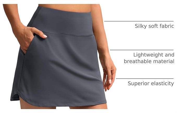 16'' Skorts for Women with 4 Pockets Athletic Tennis Golf Skirt | Built-in Shorts, High Waisted, Stretchy, A Line, Casual, Pickleball, Skort