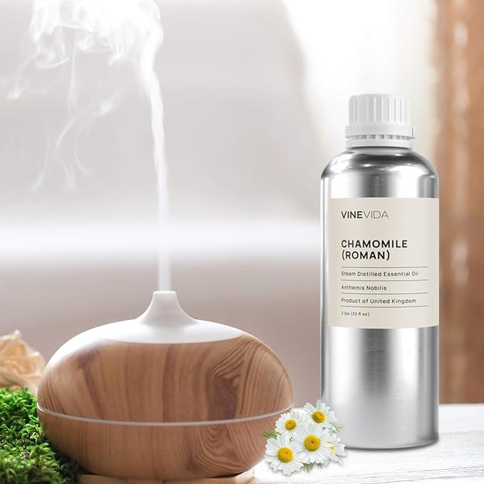 VINEVIDA Chamomile Roman Essential Oil 32 oz - Undiluted Chamomile Oil 32 oz - Chamomile Candle Oil Scent - DIY Candle Scents for Candlemaking - Bulk Essential Oil for Soap Making