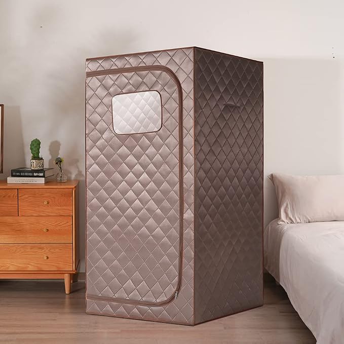 Portable Full Size Infrared Sauna, Personal Sauna for Home Spa, Home Spa Tent with Remote Control, Heating Foot Pad, Foldable Reinforced Chair, Detox Therapy (L 33.8" x W 33.8" x H 66.5")