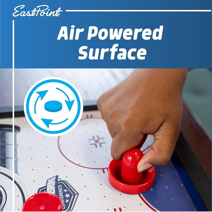 EastPoint Tabletop Air Hockey Table Pro - Black & White - LED Scoreboard for Hockey Game - Includes Pucks & Pushers for Table Games for Kids - Compact Durable Design for Tabletop Play