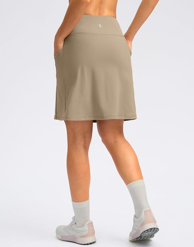 Women's 18" Skorts with 4 Side Pockets High Waisted Long Golf Skirt | Soft, Lightweight, Stretch, Breathable, Mesh Built-in Shorts, Athletic, Tennis, Dressy, Casual