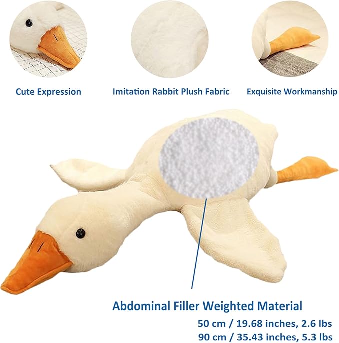 Swan Stuffed Animal, 5.5 lbs Weighted Stuffed Animals Plush Swan Toy Big Goose Weighted Plush Animals Duck Stuffed Animals Plush Pillow Toy Gifts for Kids, 35.43"