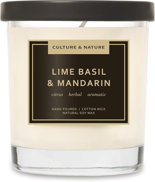 CULTURE & NATURE Natural Soy Wax Candle 7oz Lime Basil & Mandarin Scented