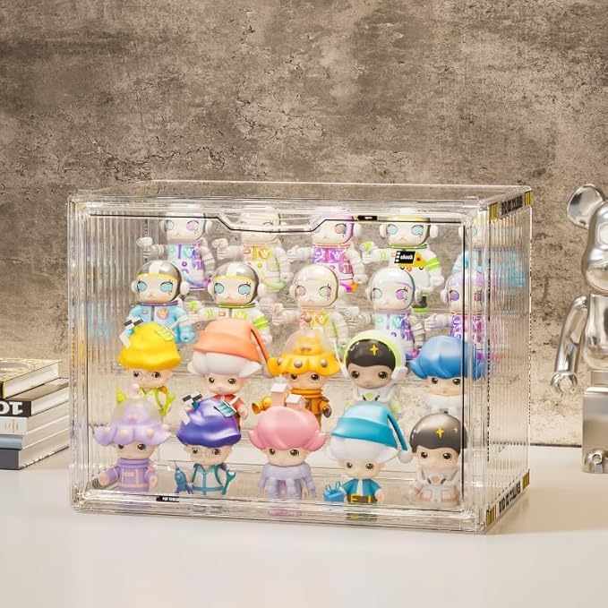 2PACK 4 Tiers Clear Display Case for Figures, Acrylic Storage Organizers Box with Magnetic Door, Large Dustproof Showcase for Collectibles Action Figure