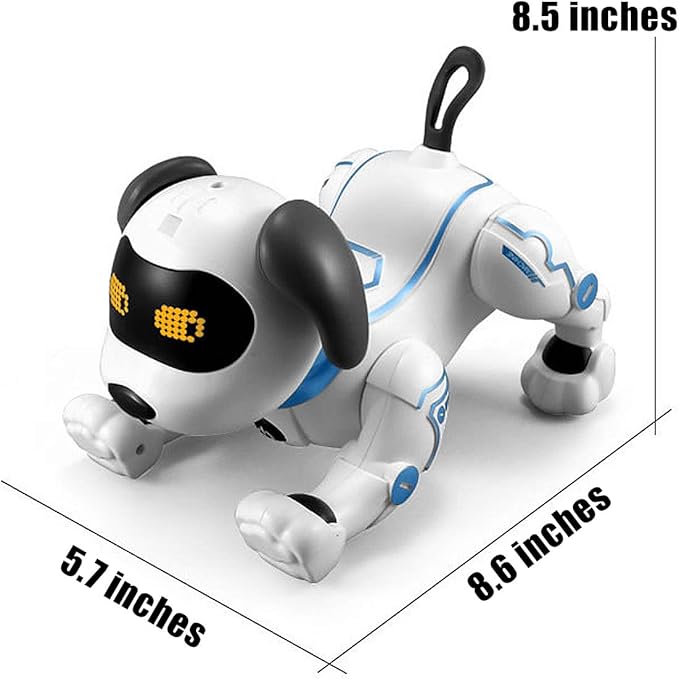 Fisca Remote Control Dog, RC Robotic Stunt Puppy Voice Control Toys Handstand Push-up Electronic Pets Dancing Programmable Robot with Sound for Kids Boys and Girls Age 6, 7, 8, 9, 10 Year Old