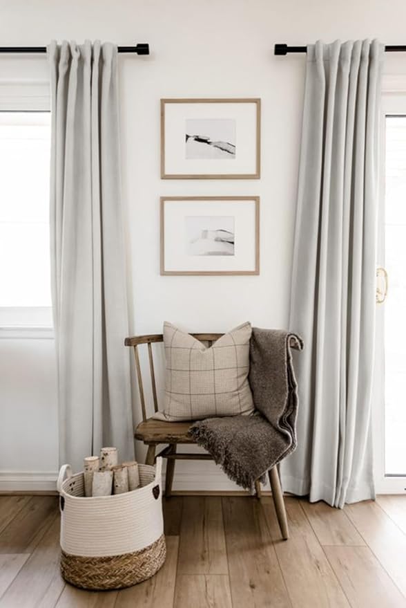 100% Blackout Shield Linen Blackout Curtains for Bedroom 108 Inches Long, Back Tab/Rod Pocket Living Room Drapes, Thermal Insulated Blackout Curtains 2 Panels Set, 50" W x 108" L, Beige