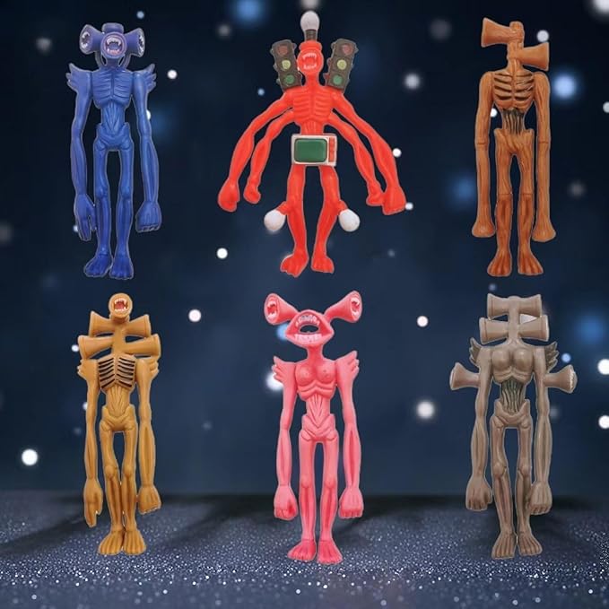 6 PCS Siren Head Toys Action Figure Horror Model Doll Gift for Kids Birthday Halloween Christmas Party Toys (6 PCS)