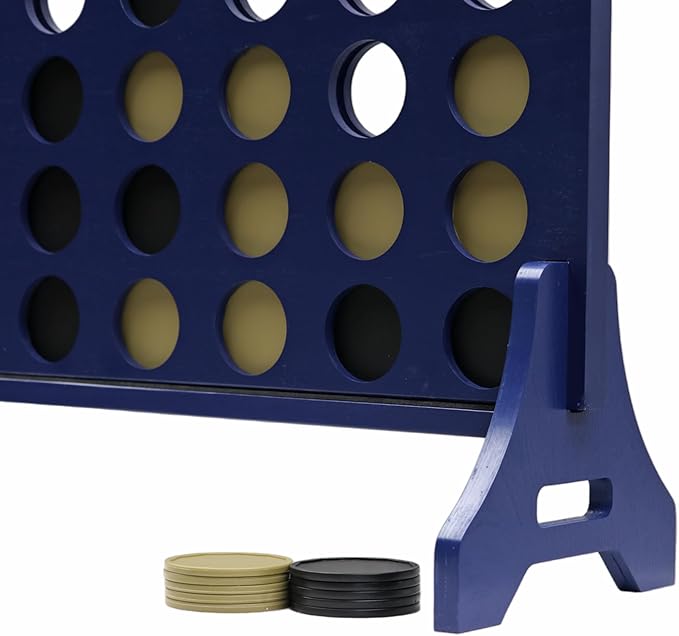 Tailgating Pros Premium Navy Giant Four in a Row with Carrying Case - Jumbo Oversized Outdoor Yard Game - Connect Multiple Pucks in a Row to Win - Many Puck Colors Available!