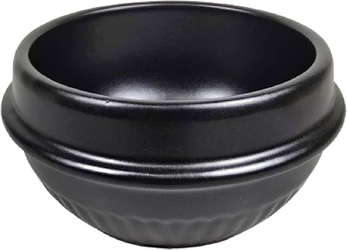 Korean Hot Pot Ttukbaegi 5.5 Inch Clay Cooking Bowl, Direct Fire Safe Ceramic Stew Pot for Soup, Rice, Noodle, Microwave & Dishwasher Safe Earthenware, Made in Korea, Black Mini Casserole