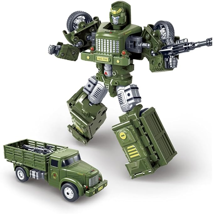 Green Children's Toy Truck Deformation Robot Inertia Sliding Alloy car Model (Green)