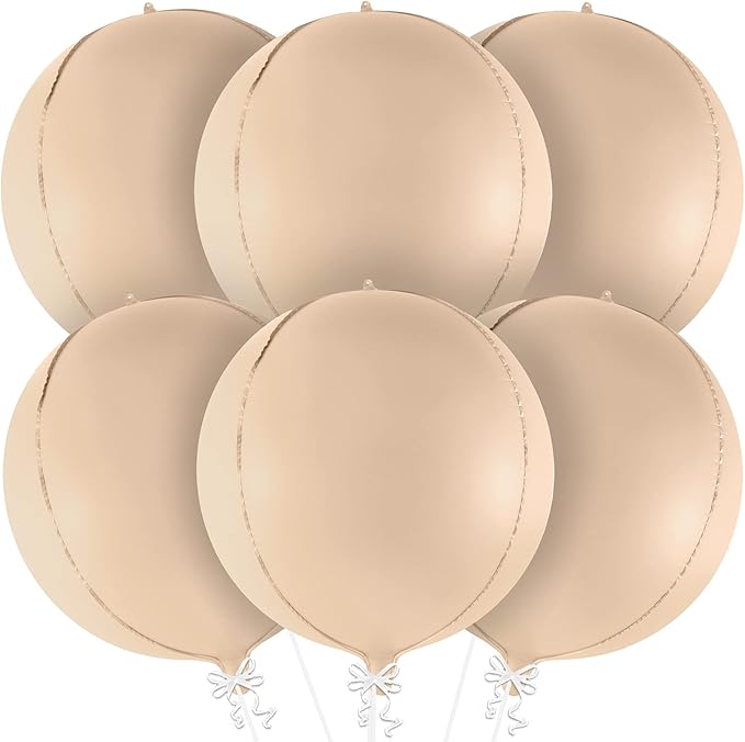 KatchOn, Big 22 Inch Beige Balloons Set - Pack of 6, Cream Balloons | Boho Balloon, Lace Balloon for Neutral Party Decorations, Beige Party Decoration | Graduation Decorations