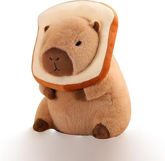 Soft Capybara Plush Doll Pillow Plush Toy, Bread Capybara Plush Pillow Toy with Wearable Toast Headgear, Capybara Stuffed Animals Bread Capibara Plushies Toys Gifts for Kids 11.8 inch