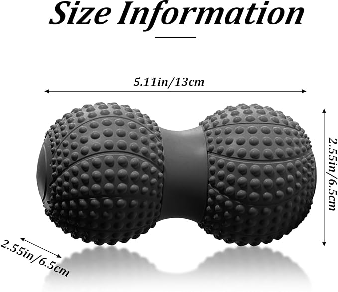 Peanut Massage Ball for Deep Tissue, Trigger Point Therapy, Myofascial Release – Double Lacrosse Foam Roller for Back, Neck, Foot, Muscle Relief, Yoga & Physical Recovery (Black)